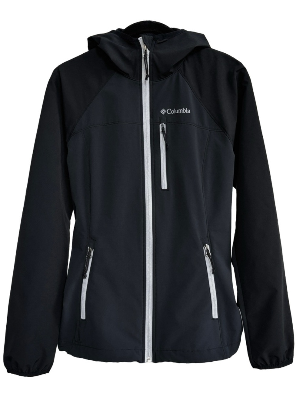 Columbia Hooded Windbreaker Jacket Black Size Small